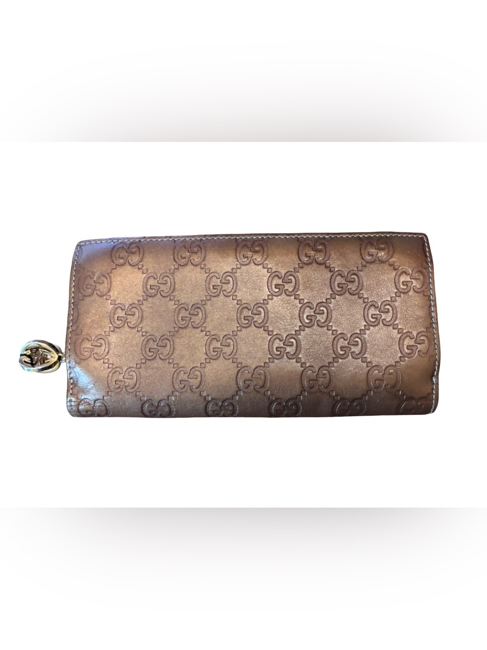 Authentic Gucci Guccissima Continental Wallet- Metallic Bronze Leather w/COA - Picture 2 of 14